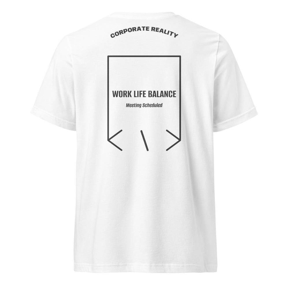 Work Life Balance — White Dark Grey Heather back mockup