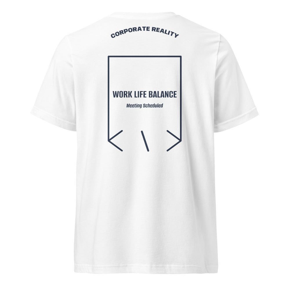 Work Life Balance — White Navy back mockup
