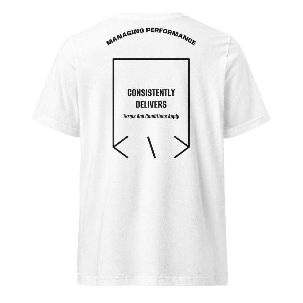 Consistently Delivers — White Black back mockup