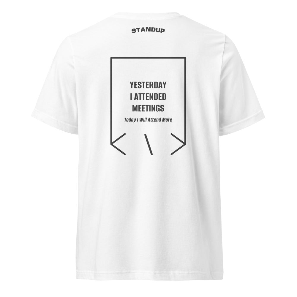 Yesterday I Attended Meetings — White Dark Grey Heather back mockup