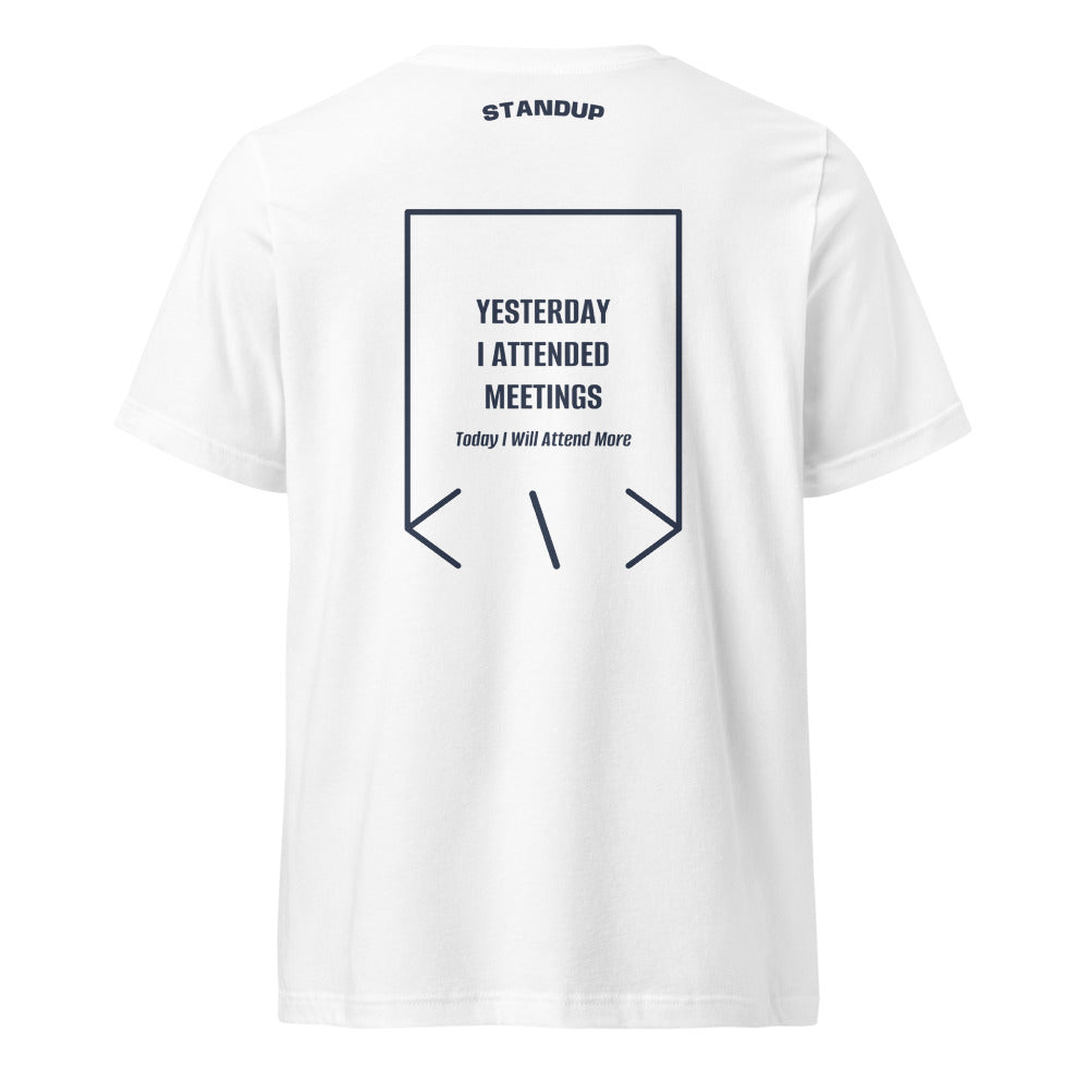 Yesterday I Attended Meetings — White Navy back mockup