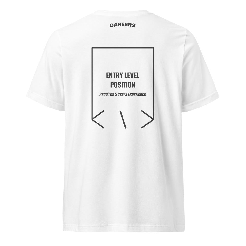 Entry Level Position — White Dark Grey Heather back mockup