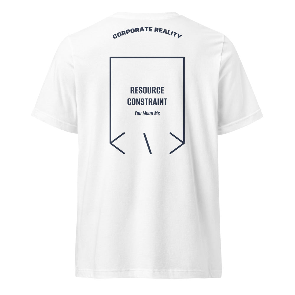 Resource Constraint — White Navy back mockup