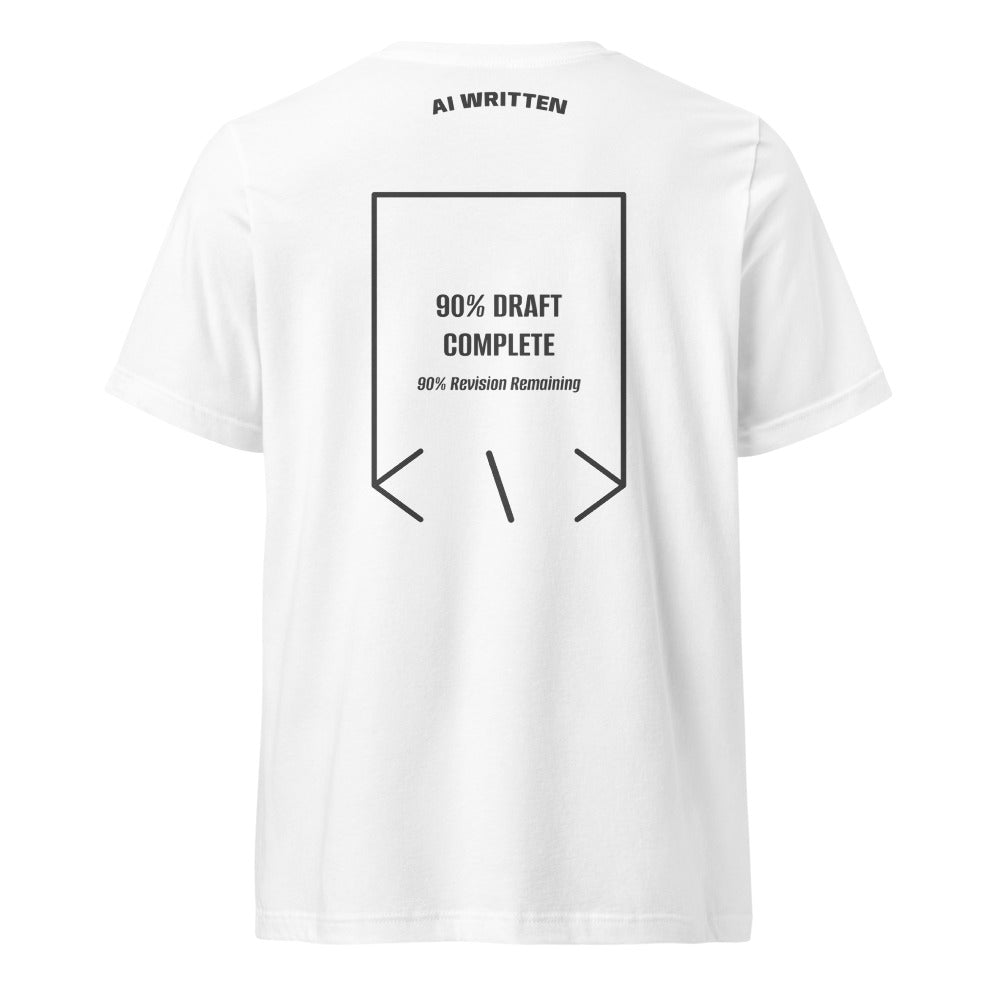 90% Draft Complete — White Dark Grey Heather back mockup