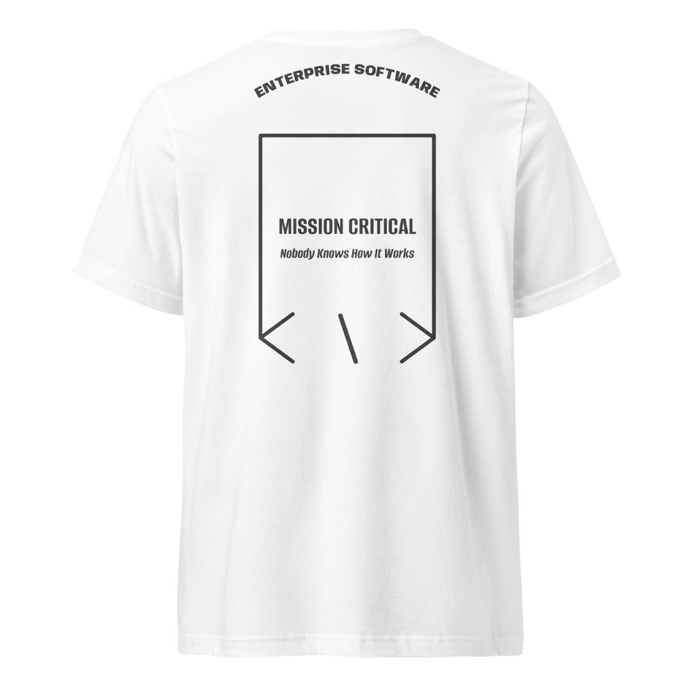 Mission Critical — White Dark Grey Heather back mockup