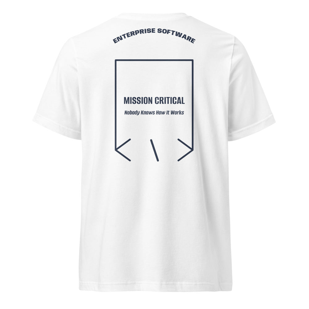 Mission Critical — White Navy back mockup