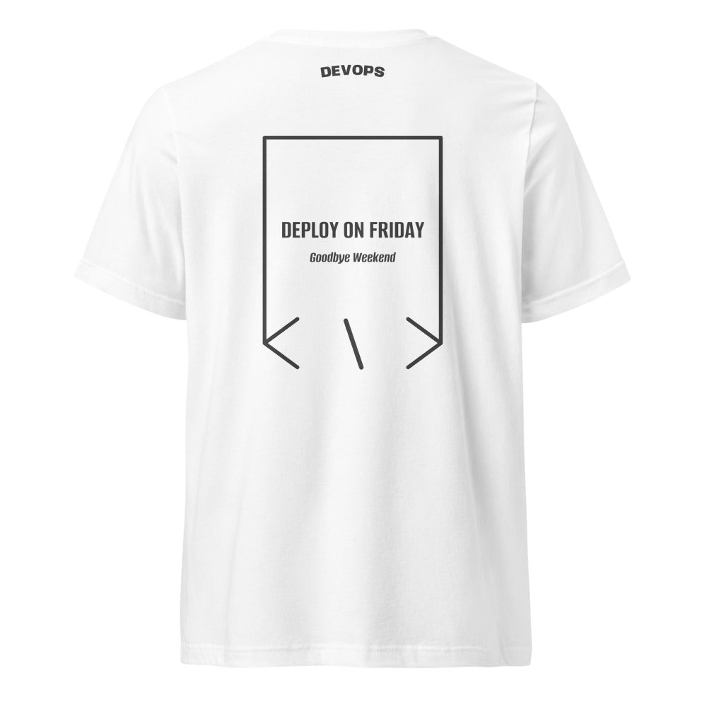 Deploy On Friday — White Dark Grey Heather back mockup