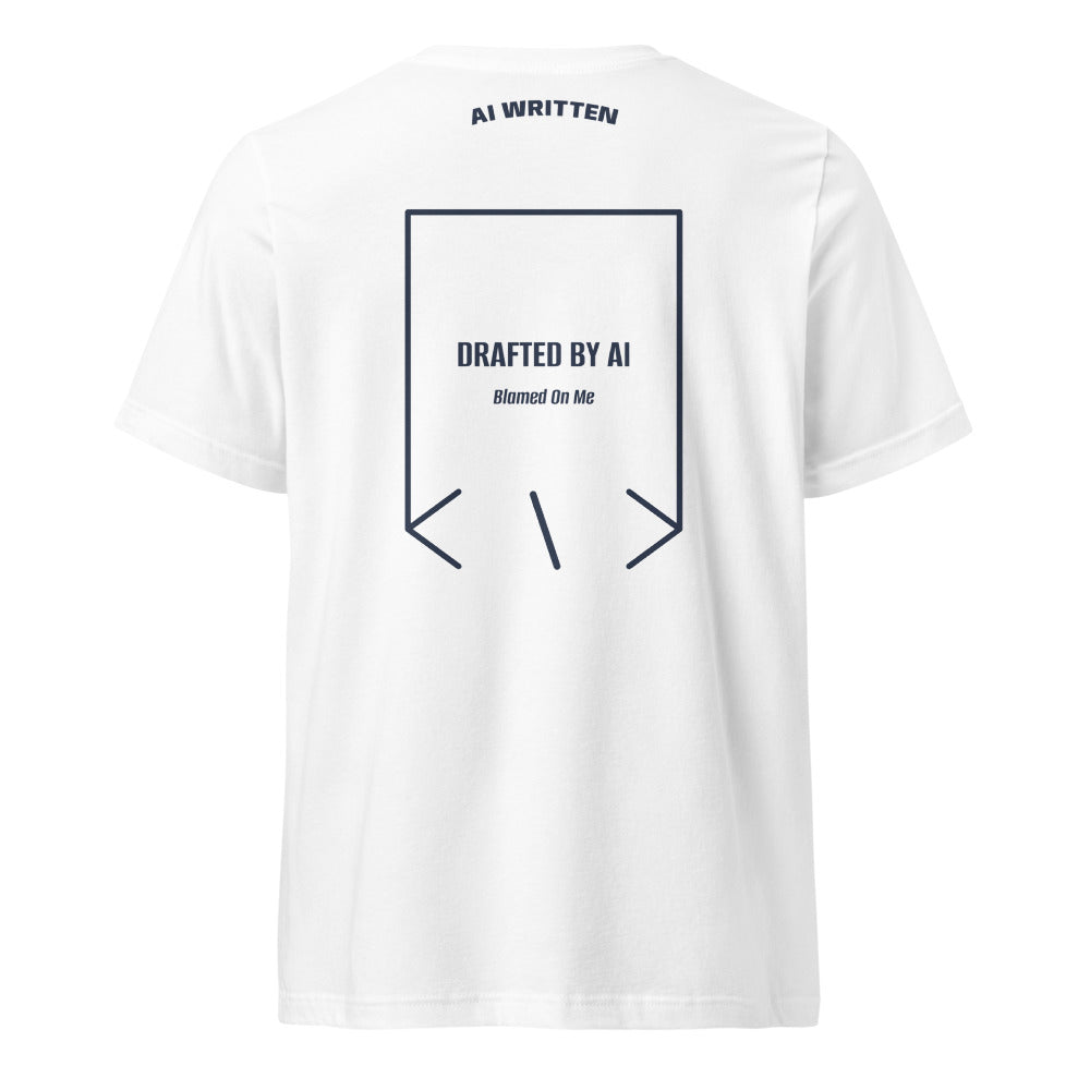 Drafted By AI — White Navy back mockup