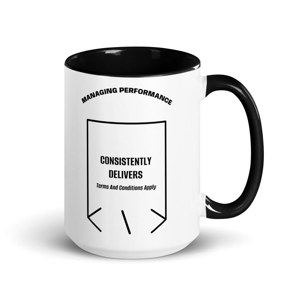 Consistently Delivers — Black Black back mockup (15 oz)