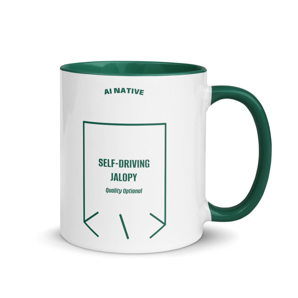 Self-Driving Jalopy — Dark Green Dark Green back mockup (11 oz)