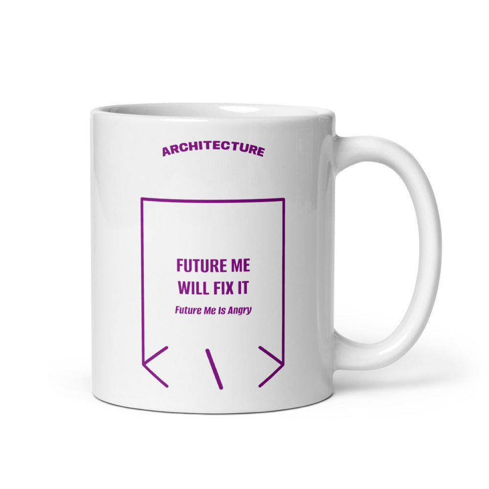 Future Me Will Fix It — White Purple back mockup (11 oz)