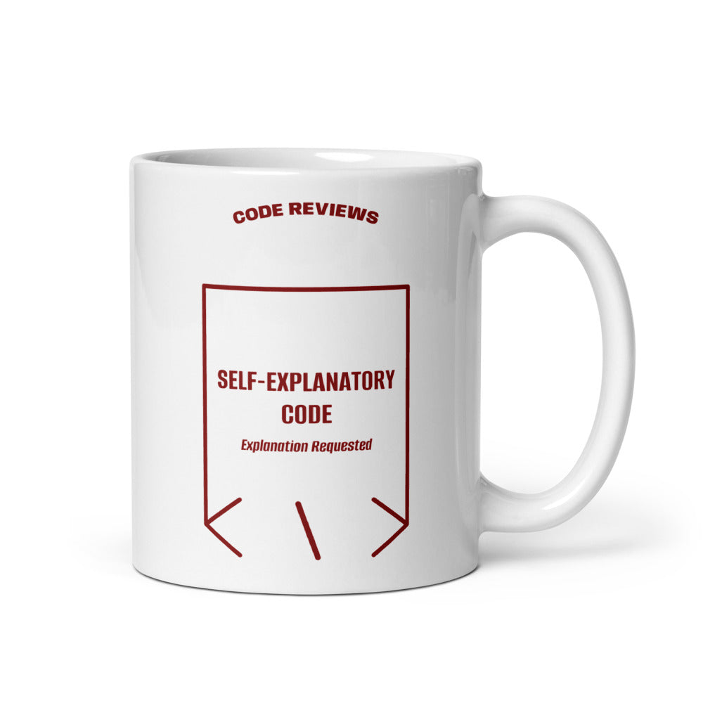 Self-Explanatory Code — White Maroon back mockup (11 oz)