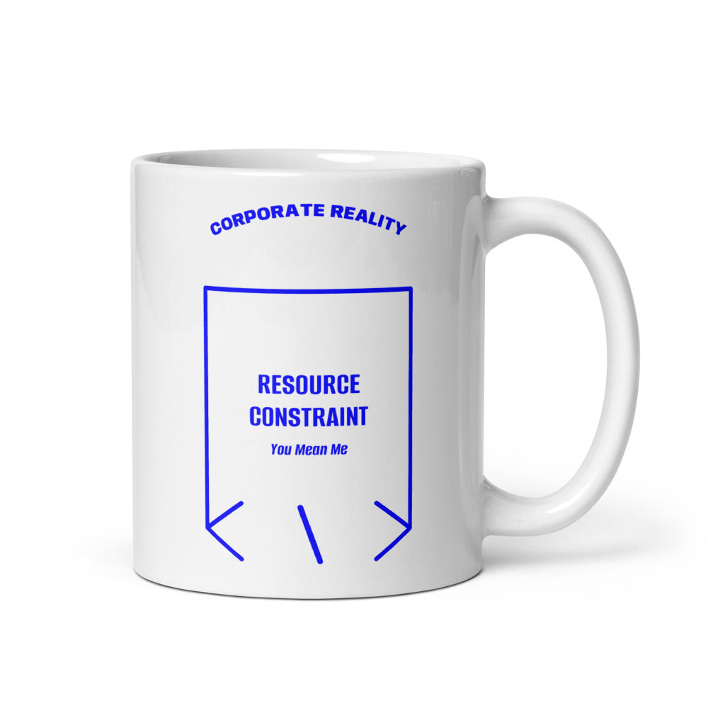 Resource Constraint — White Blue back mockup (11 oz)