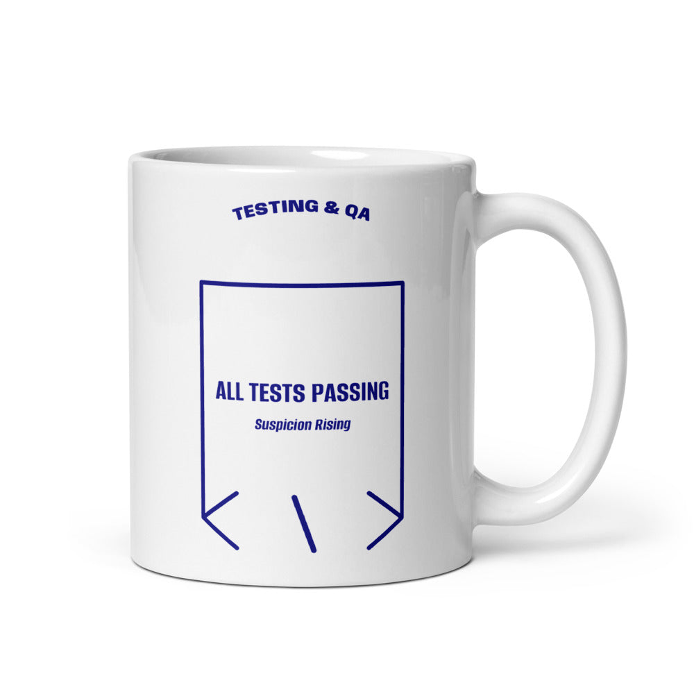 All Tests Passing — White Navy back mockup (11 oz)
