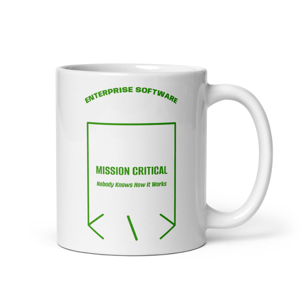 Mission Critical — White Green back mockup (11 oz)