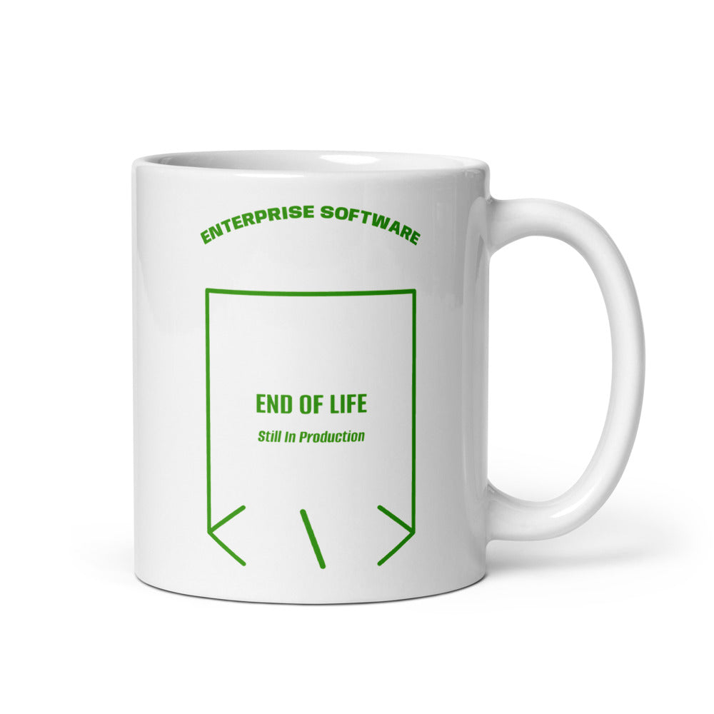 End Of Life — White Green back mockup (11 oz)