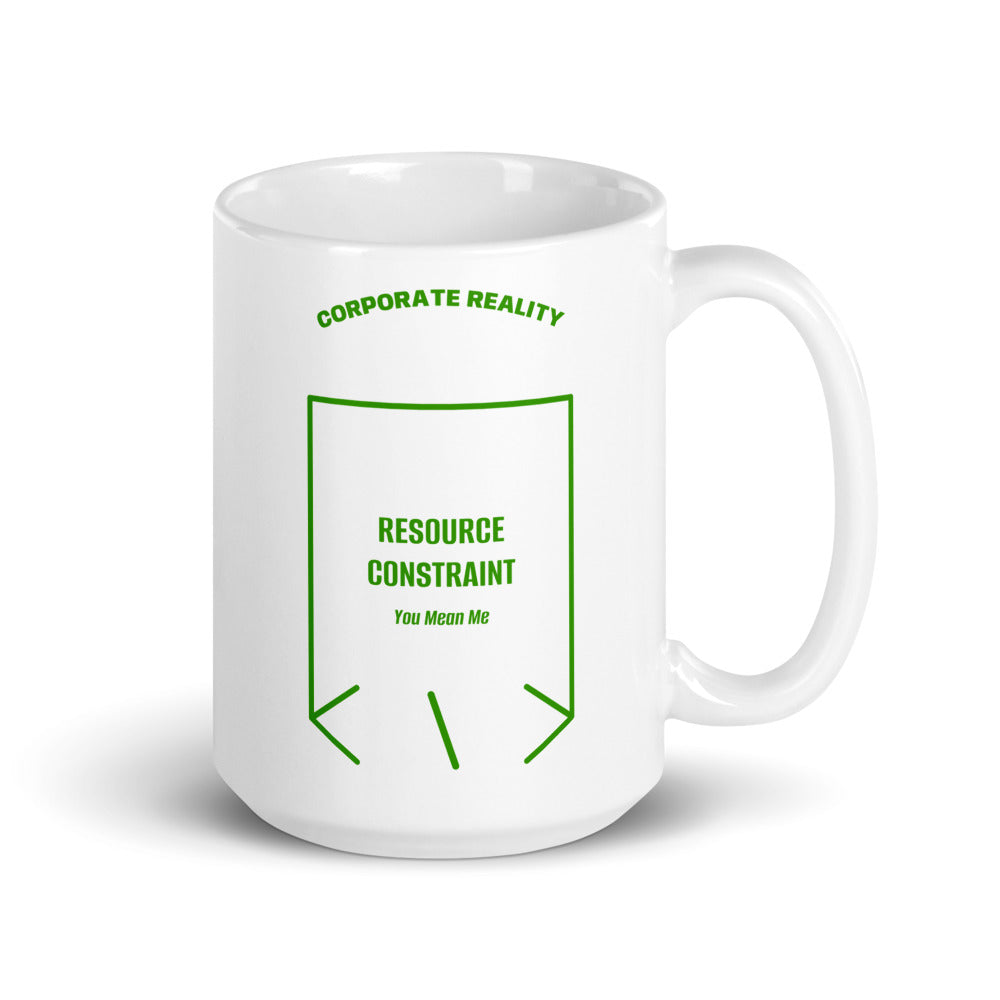 Resource Constraint — White Green back mockup (15 oz)