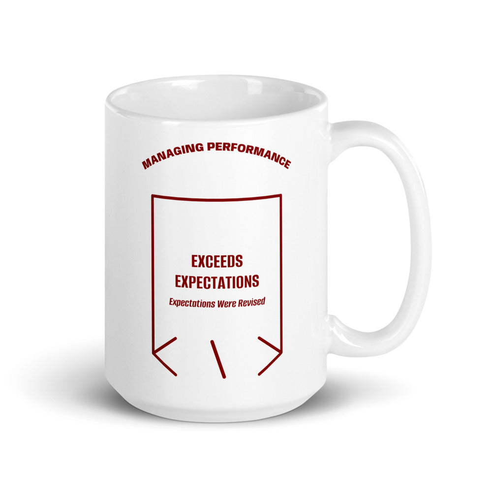 Exceeds Expectations — White Maroon back mockup (15 oz)