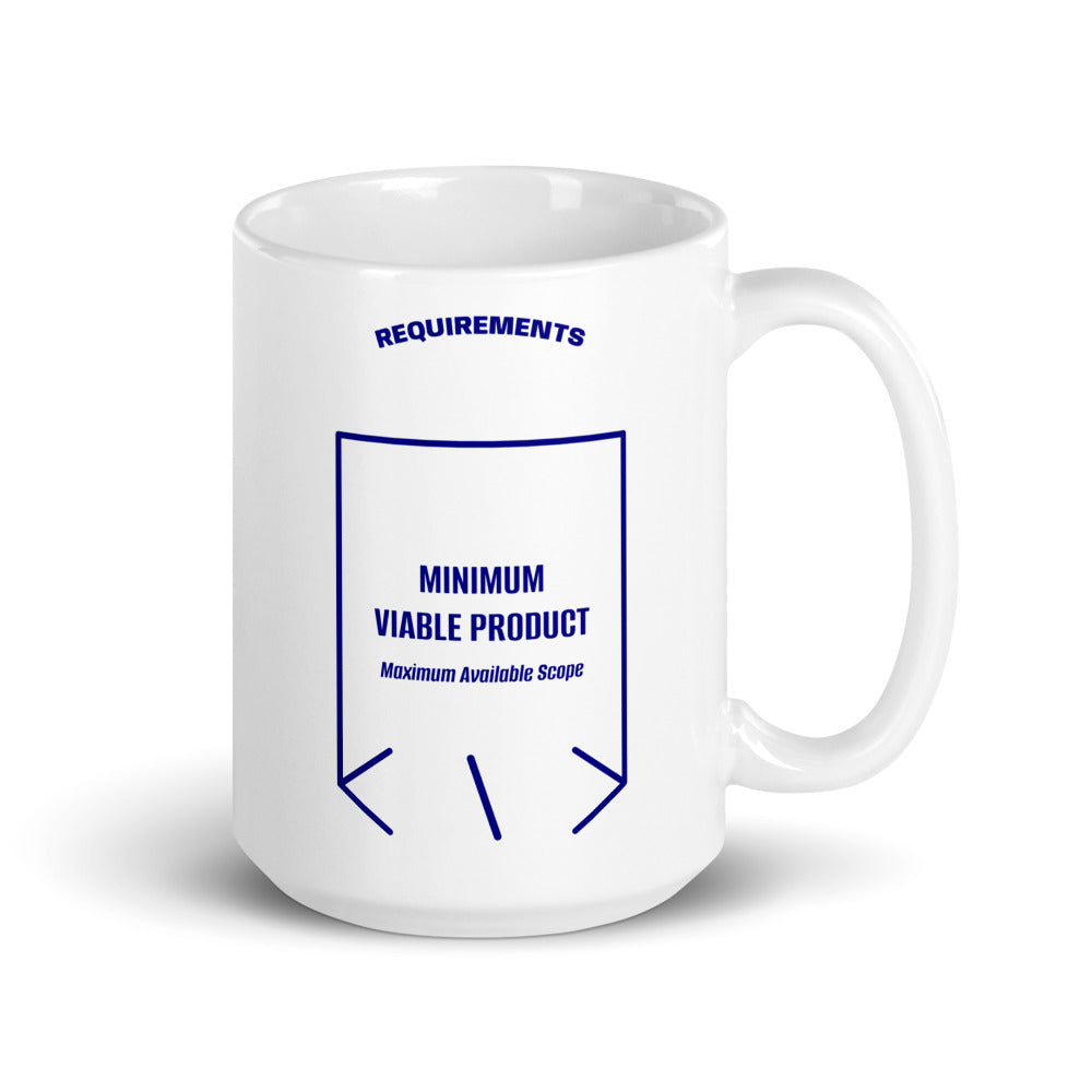 Minimum Viable Product — White Navy back mockup (15 oz)