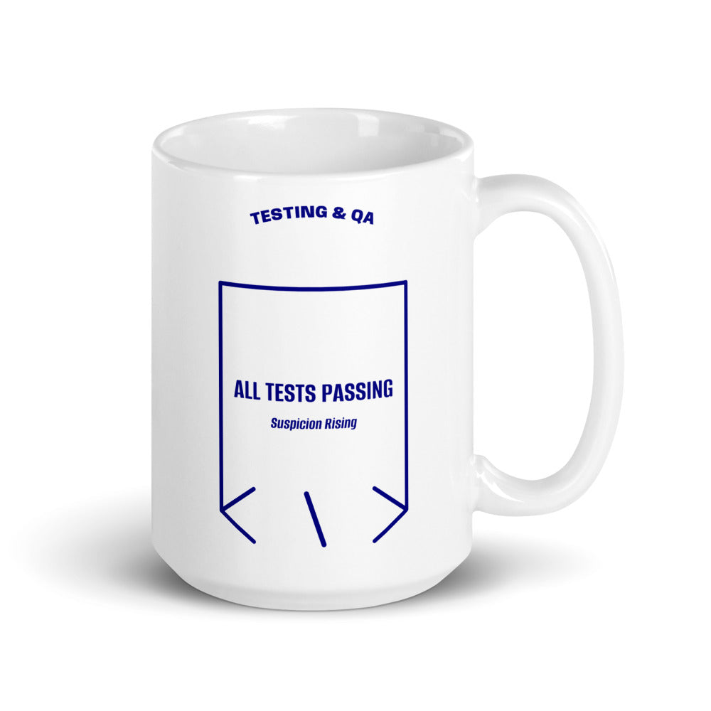 All Tests Passing — White Navy back mockup (15 oz)