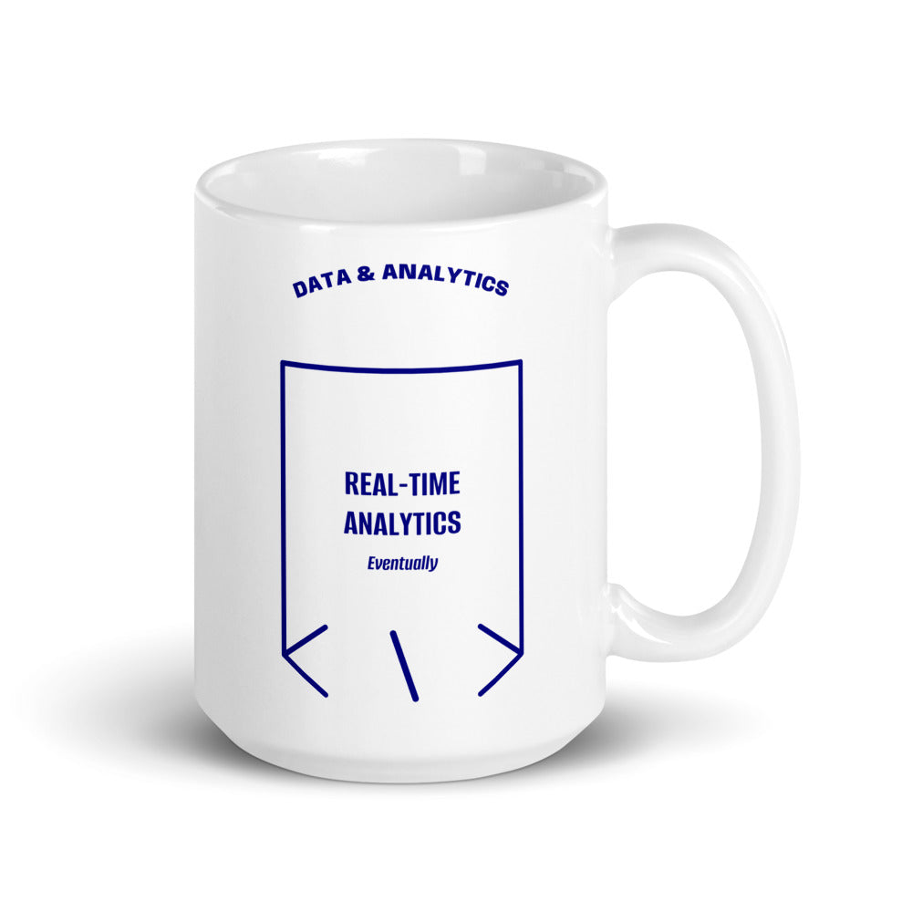 Real-Time Analytics — White Navy back mockup (15 oz)