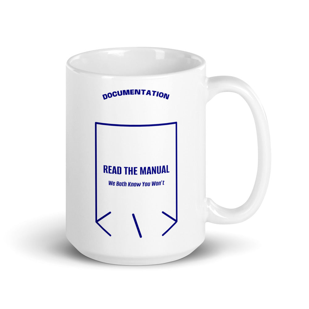 Read The Manual — White Navy back mockup (15 oz)