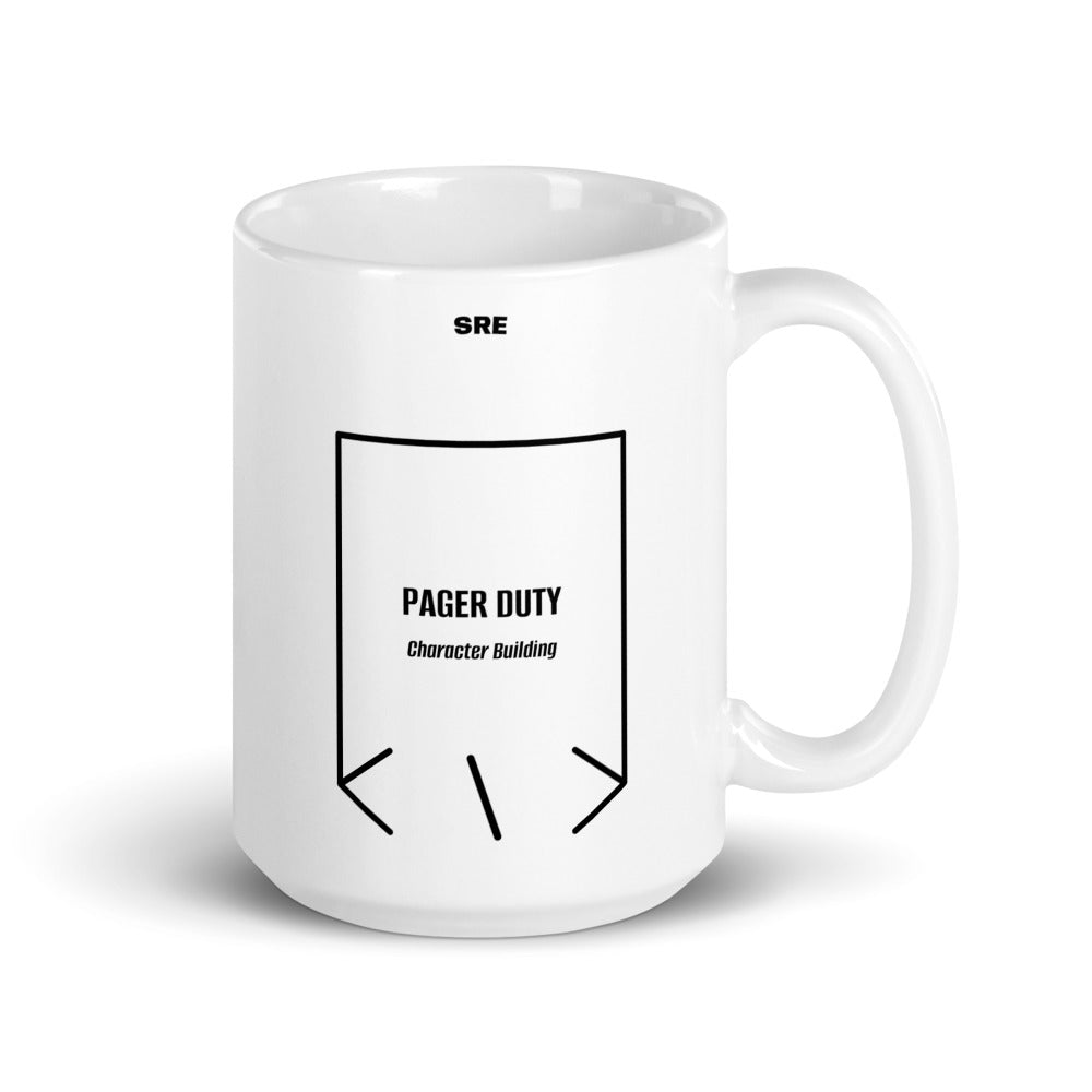 Pager Duty — White Black back mockup (15 oz)