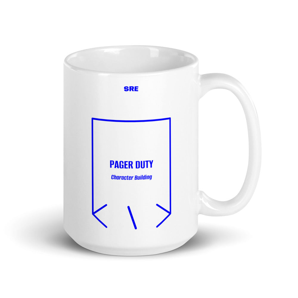 Pager Duty — White Blue back mockup (15 oz)