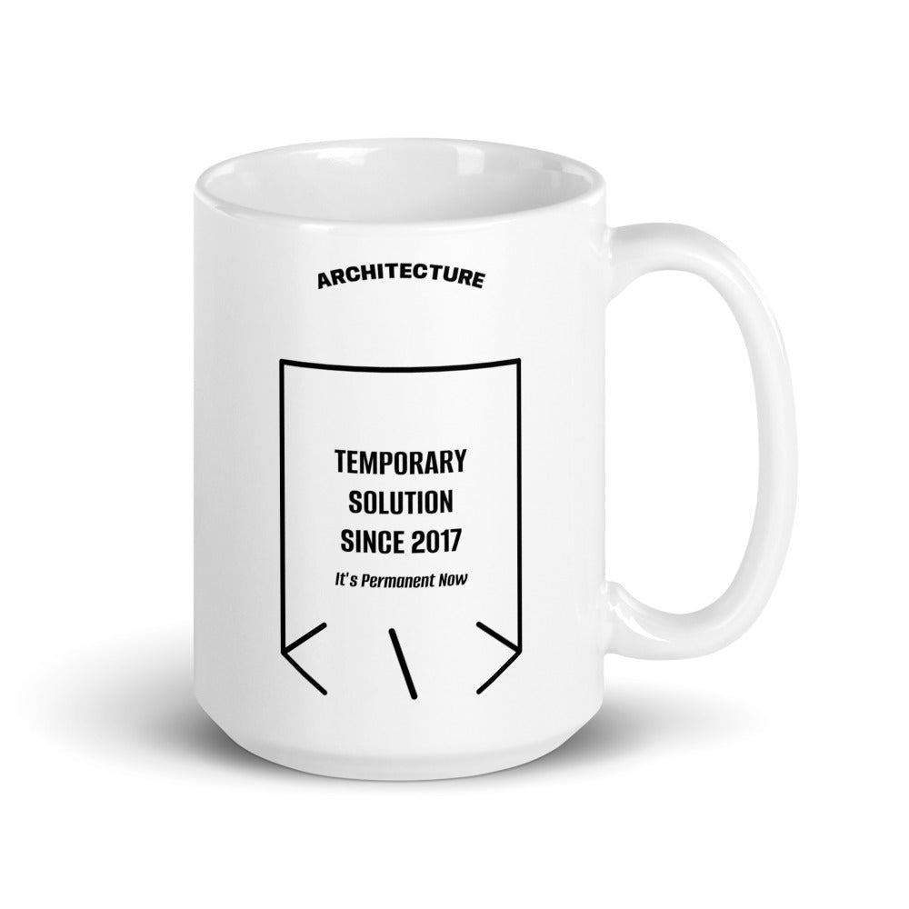 Temporary Solution Since 2017 — White Black back mockup (15 oz)