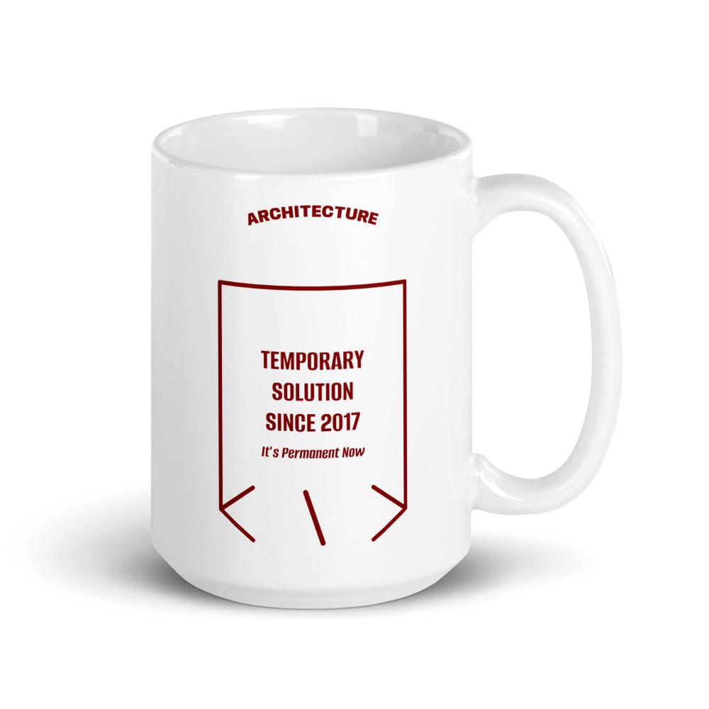 Temporary Solution Since 2017 — White Maroon back mockup (15 oz)