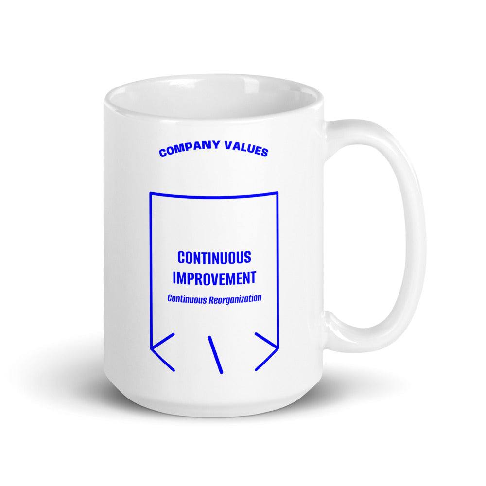 Continuous Improvement — White Blue back mockup (15 oz)