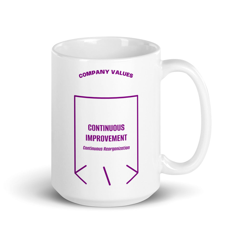 Continuous Improvement — White Purple back mockup (15 oz)