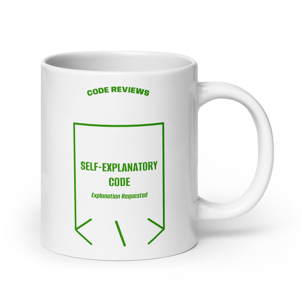 Self-Explanatory Code — White Green back mockup (20 oz)