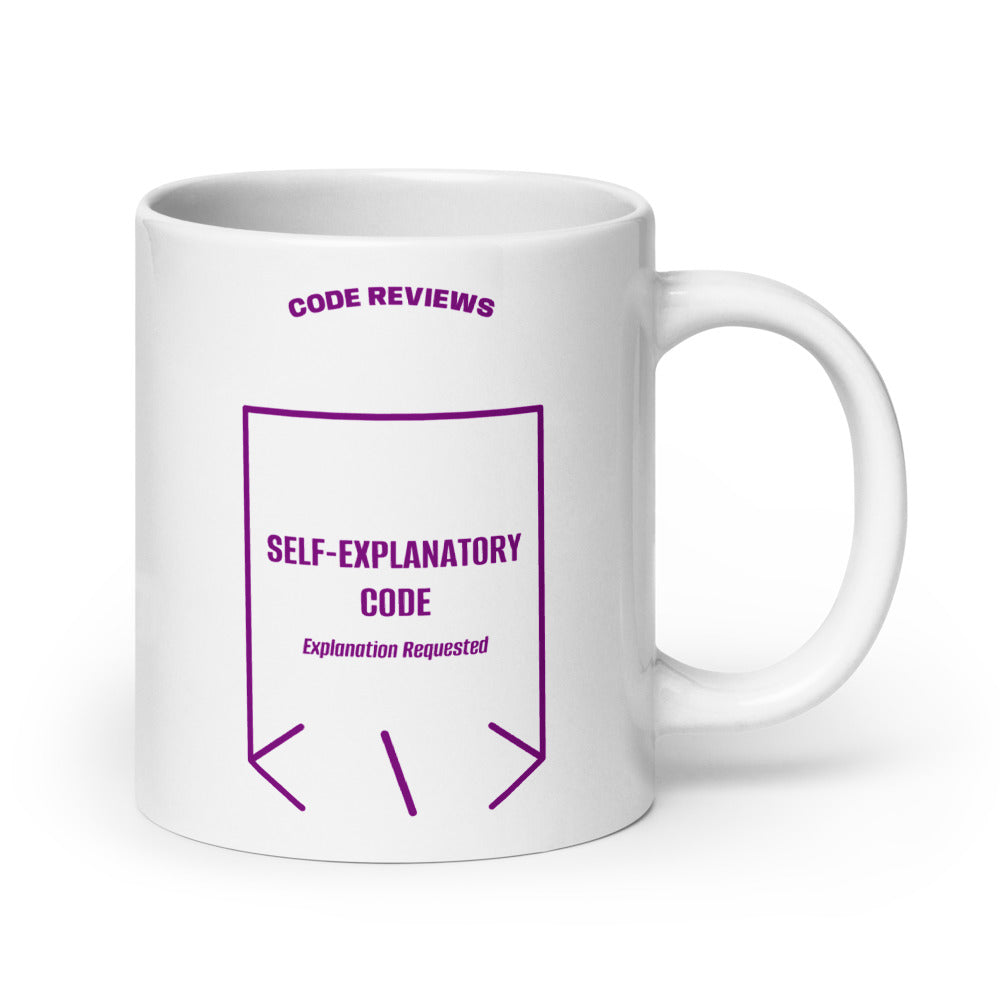 Self-Explanatory Code — White Purple back mockup (20 oz)