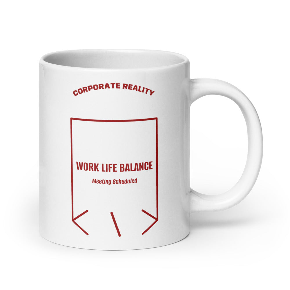 Work Life Balance — White Brown back mockup (20 oz)