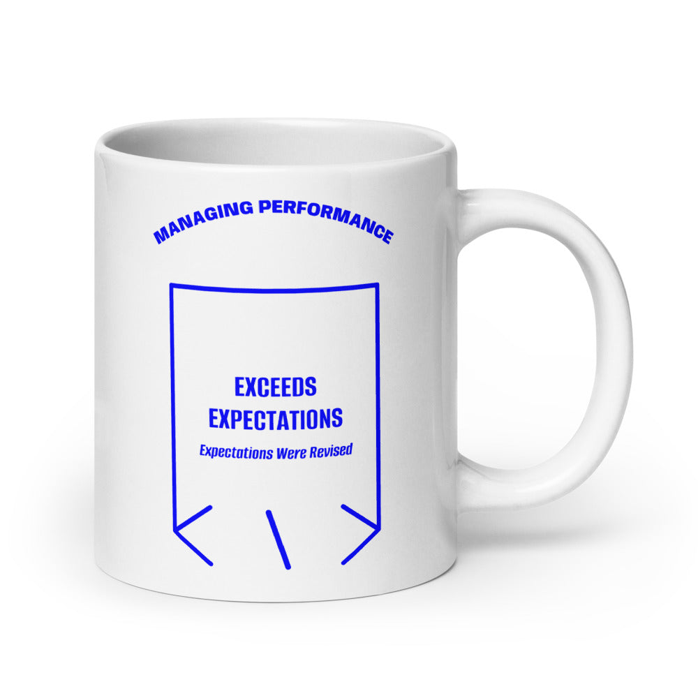 Exceeds Expectations — White Blue back mockup (20 oz)