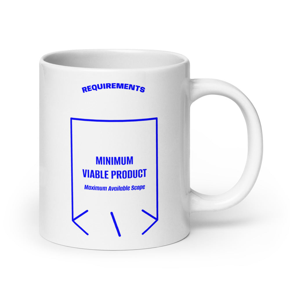 Minimum Viable Product — White Blue back mockup (20 oz)