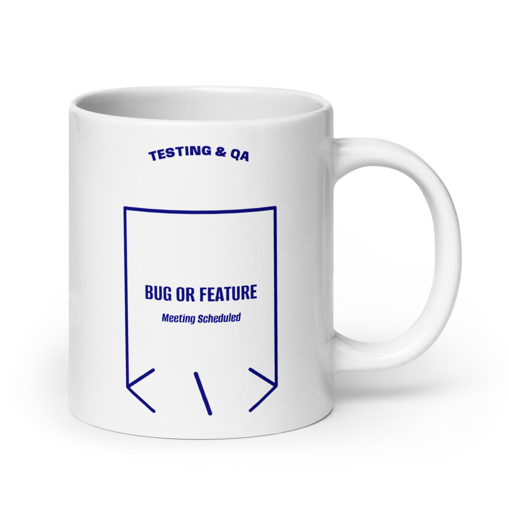 Bug Or Feature — White Navy back mockup (20 oz)