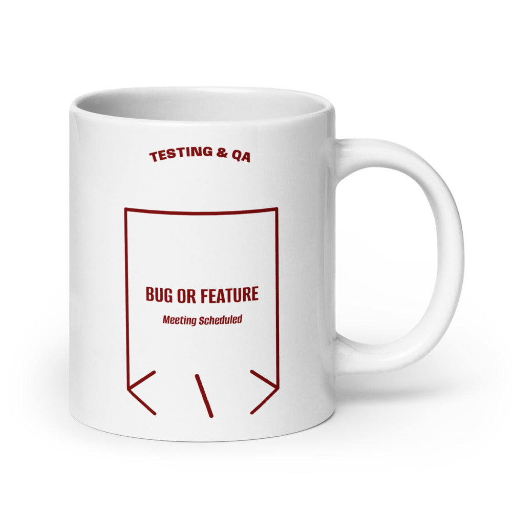 Bug Or Feature — White Maroon back mockup (20 oz)