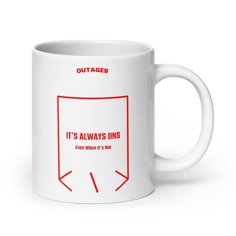 It's Always DNS — White Red back mockup (20 oz)