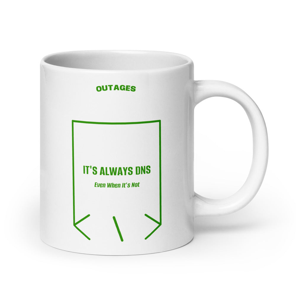 It's Always DNS — White Green back mockup (20 oz)