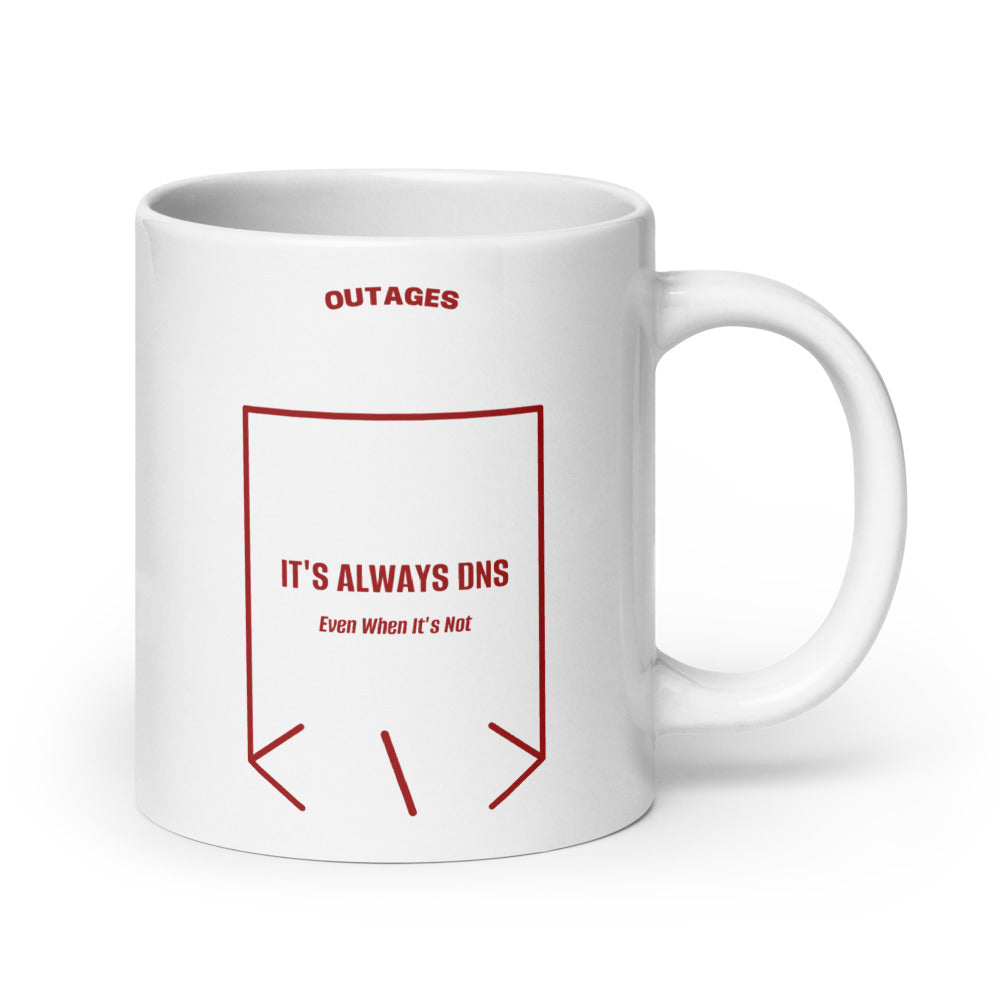 It's Always DNS — White Brown back mockup (20 oz)