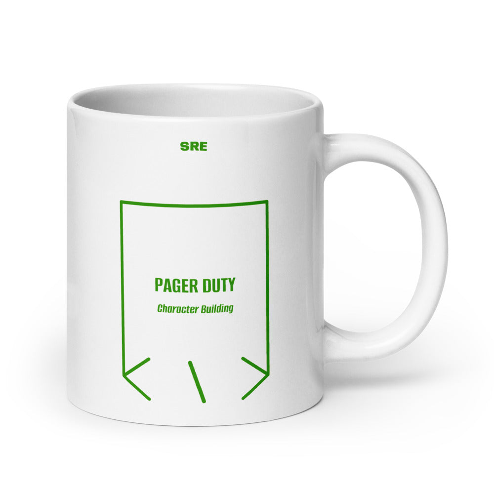 Pager Duty — White Green back mockup (20 oz)