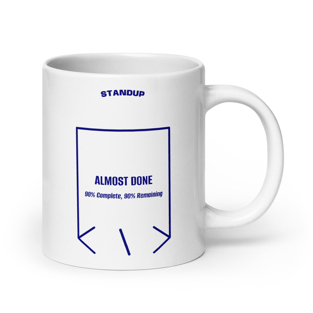 Almost Done — White Navy back mockup (20 oz)