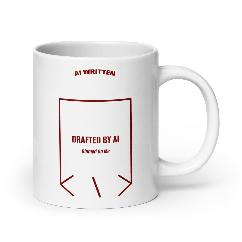 Drafted By AI — White Maroon back mockup (20 oz)