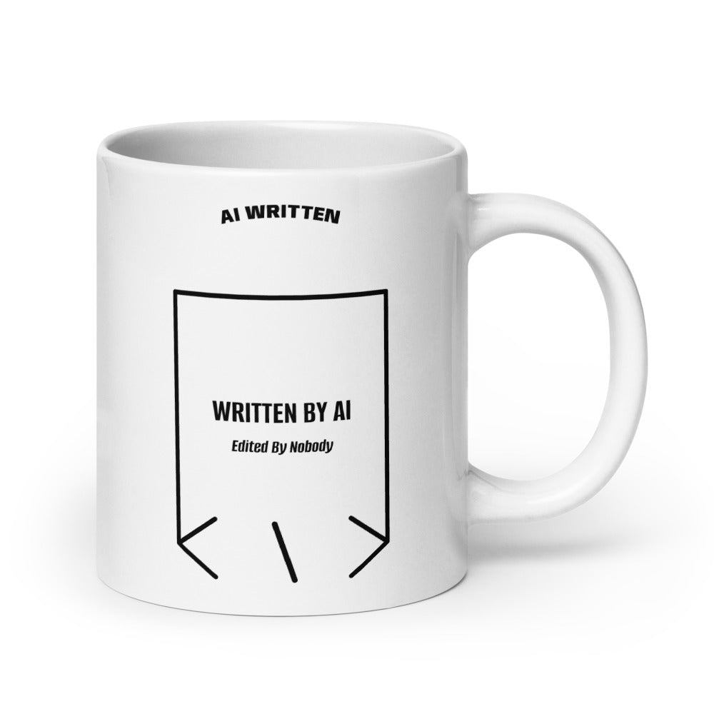 Written By AI — White Black back mockup (20 oz)