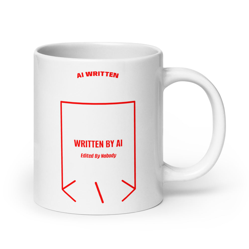 Written By AI — White Red back mockup (20 oz)