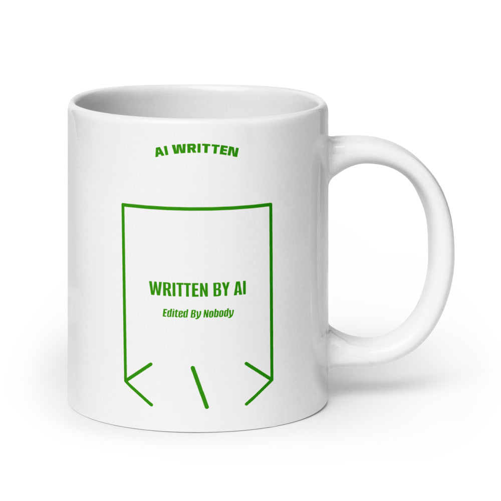 Written By AI — White Green back mockup (20 oz)