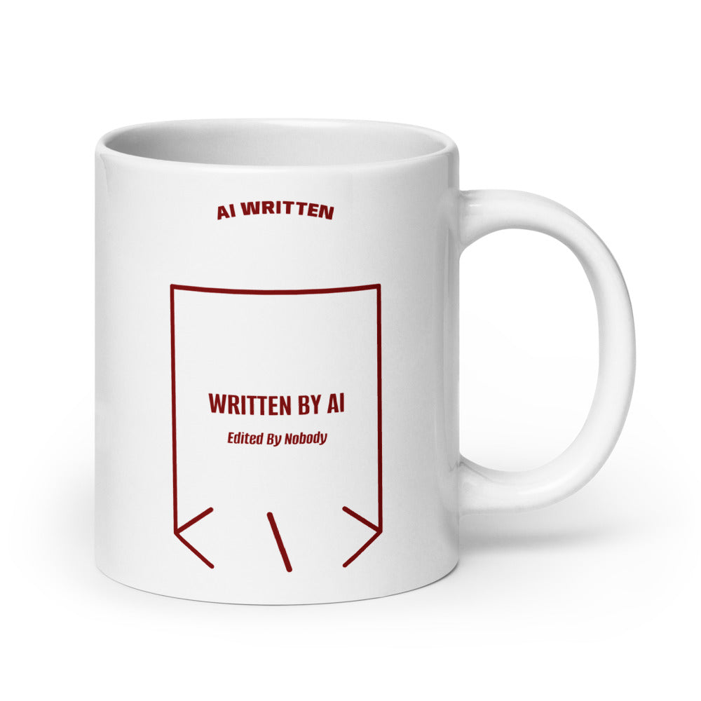 Written By AI — White Maroon back mockup (20 oz)