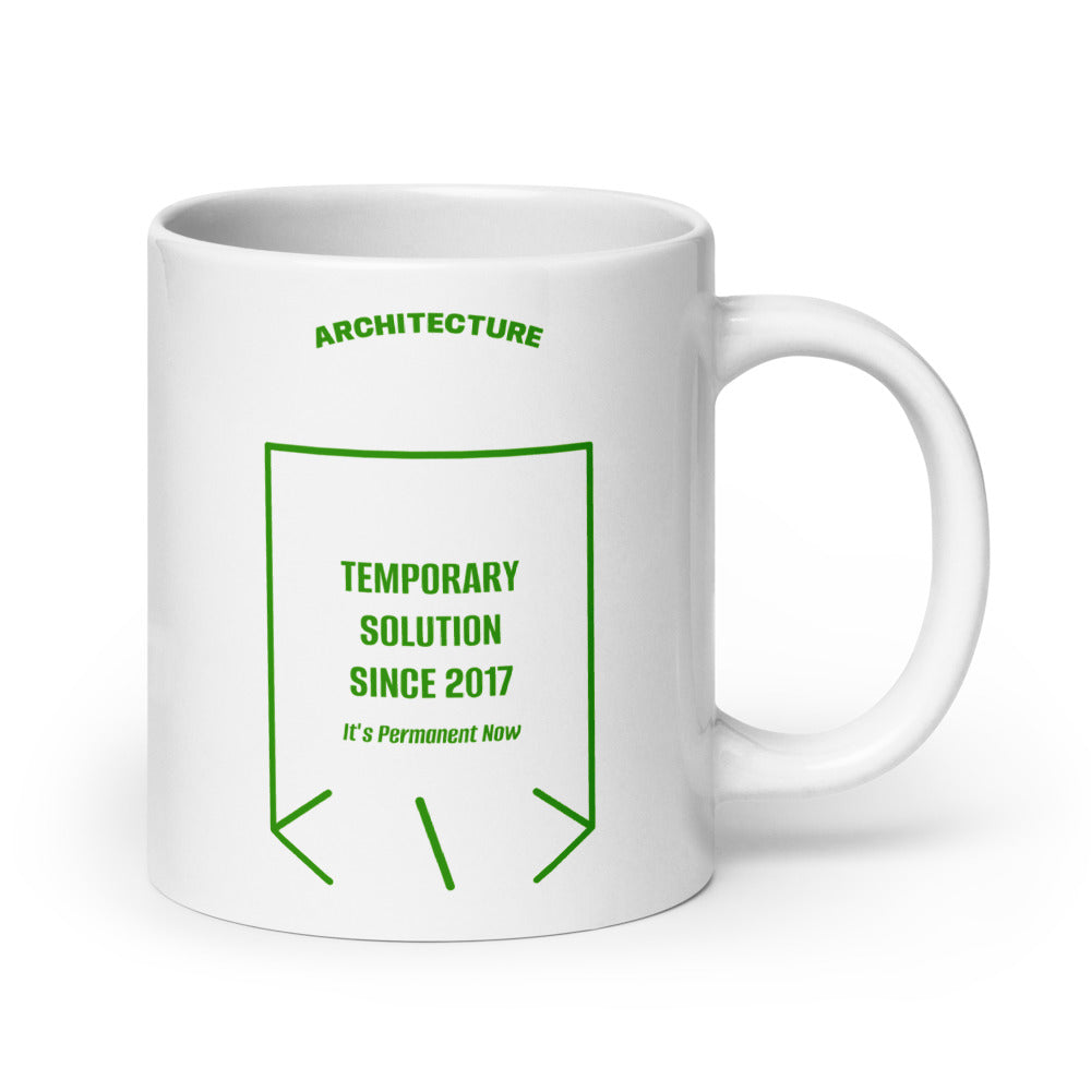 Temporary Solution Since 2017 — White Green back mockup (20 oz)